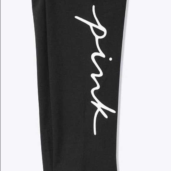 💕VS PINK BLACK & WHITE SCRIPT LOGO COTTON LEGGING - Picture 5 of 7